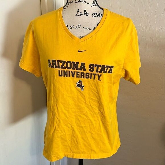 Y2K Nike ASU Arizona State University Sun Devils Yellow Graphic Shirt - Picture 1 of 9